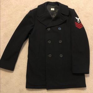 Genuine issued US Navy peacoat with Intelligence Specialist First Class.